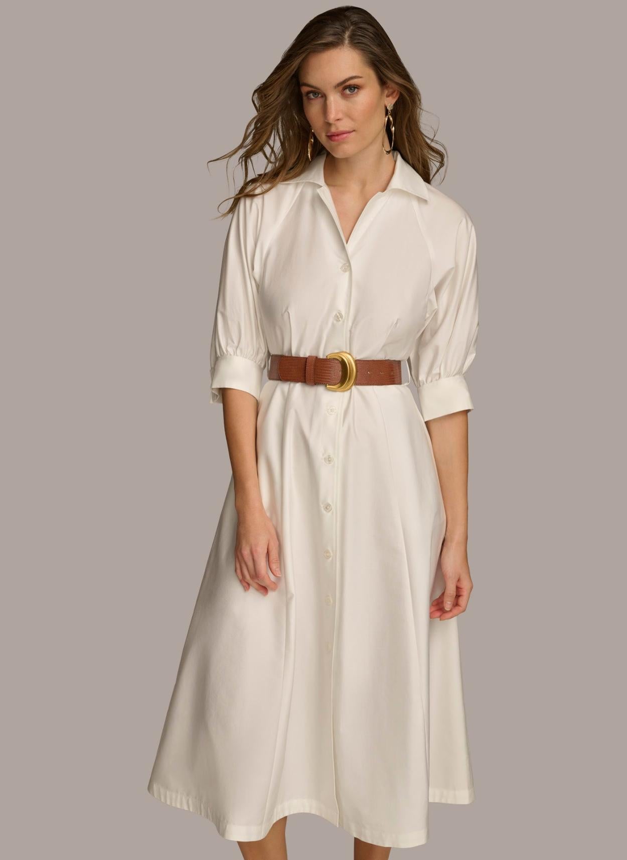 Donna Karan Dresses And Jumpsuits | Women COTTON SHIRT DRESS Cream