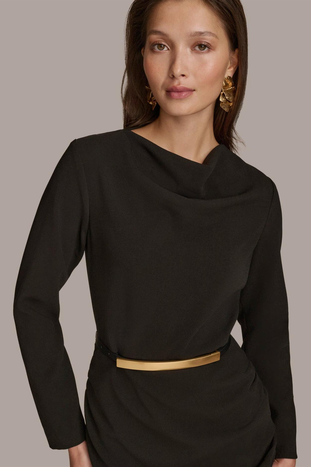 Donna Karan Dresses And Jumpsuits | Women COWL NECK BAR BELT DRESS Black