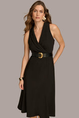 Donna Karan Dresses And Jumpsuits | Women CREPE FIT AND FLARE DRESS WITH BELT Black