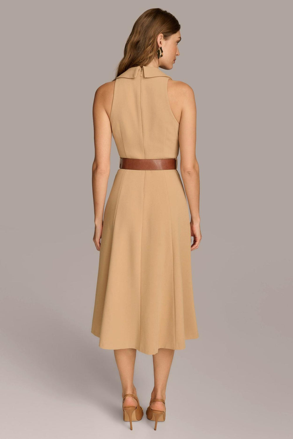 Donna Karan Dresses And Jumpsuits | Women CREPE FIT AND FLARE DRESS WITH BELT Fawn
