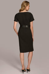 Donna Karan Dresses And Jumpsuits | Women CREPE V-NECK DRESS WITH BELT Black