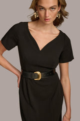 Donna Karan Dresses And Jumpsuits | Women CREPE V-NECK DRESS WITH BELT Black