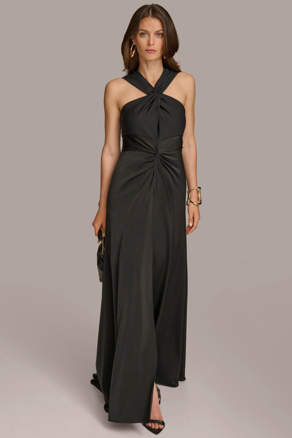Donna Karan Dresses And Jumpsuits | Women CRISS CROSS HALTER A-LINE GOWN Black