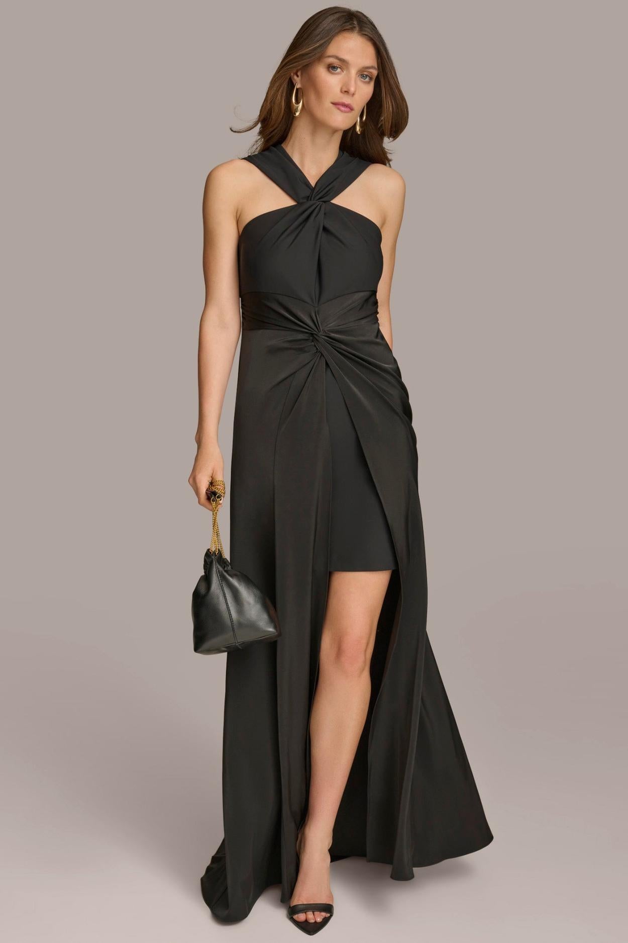 Donna Karan Dresses And Jumpsuits | Women CRISS CROSS HALTER A-LINE GOWN Black