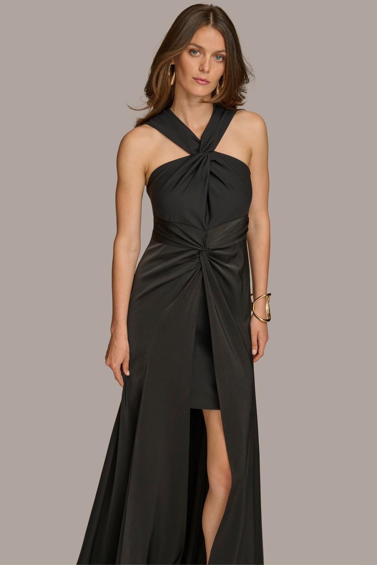 Donna Karan Dresses And Jumpsuits | Women CRISS CROSS HALTER A-LINE GOWN Black