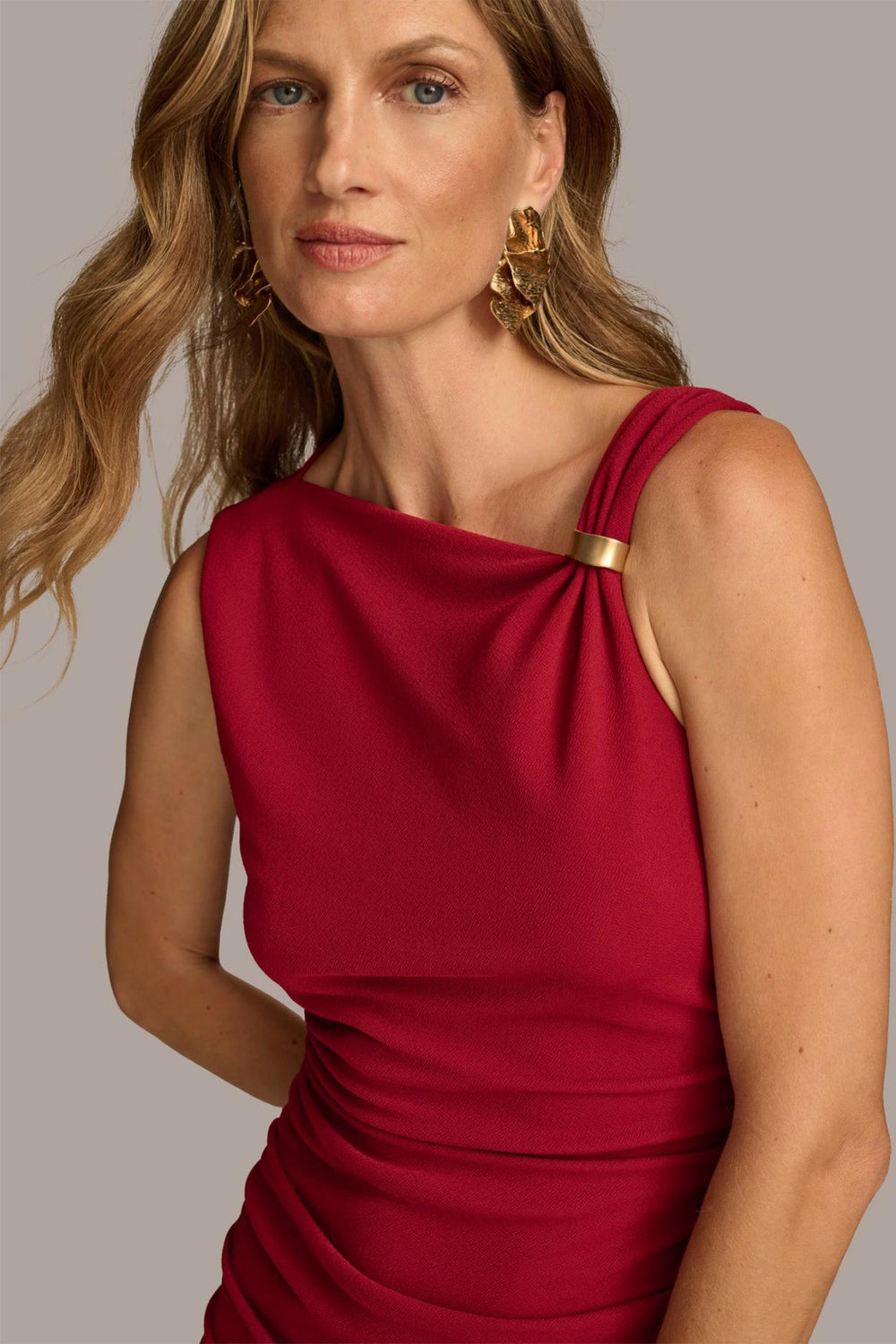 Donna Karan Dresses And Jumpsuits | Women DRESS WITH SHOULDER HARDWARE Metropolitan Red