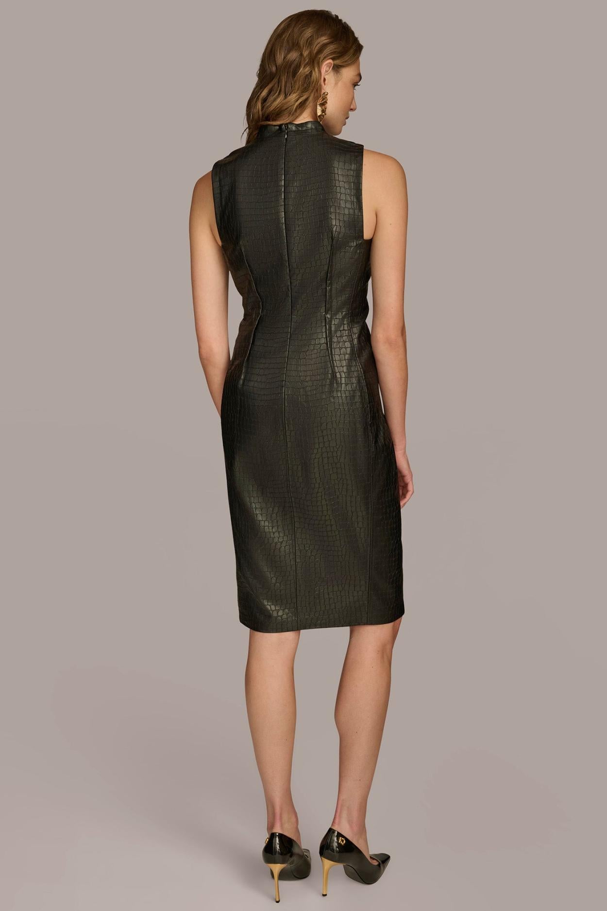 Donna Karan Dresses And Jumpsuits | Women FAUX LEATHER SHEATH DRESS Black