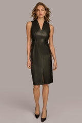 Donna Karan Dresses And Jumpsuits | Women FAUX LEATHER SHEATH DRESS Black