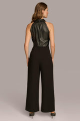 Donna Karan Dresses And Jumpsuits | Women FAUX LEATHER TOP JUMPSUIT Black