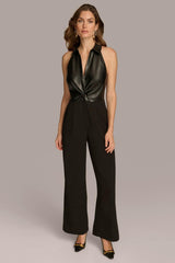 Donna Karan Dresses And Jumpsuits | Women FAUX LEATHER TOP JUMPSUIT Black
