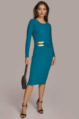 Donna Karan Dresses And Jumpsuits | Women FITTED MIDI DRESS WITH BRUSHED HARDWARE DETAIL Empire Teal