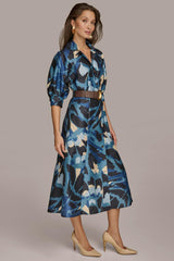 Donna Karan Dresses And Jumpsuits | Women FLORAL PRINT A LINE MIDI SHIRT DRESS Horizon Multi