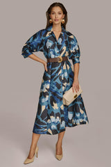 Donna Karan Dresses And Jumpsuits | Women FLORAL PRINT A LINE MIDI SHIRT DRESS Horizon Multi