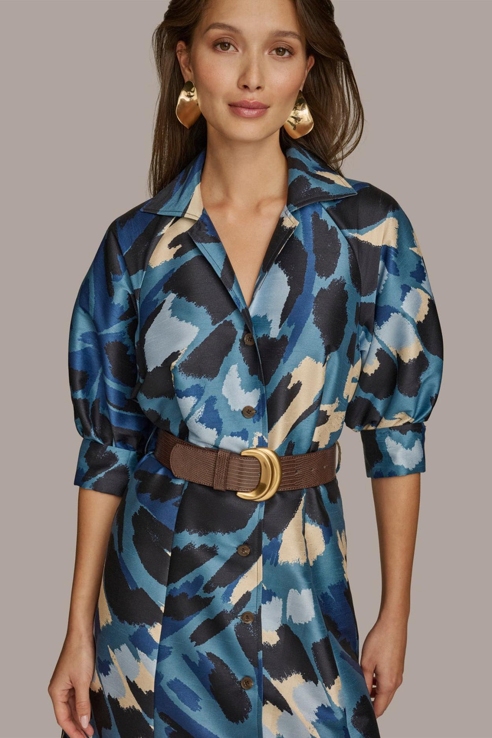 Donna Karan Dresses And Jumpsuits | Women FLORAL PRINT A LINE MIDI SHIRT DRESS Horizon Multi