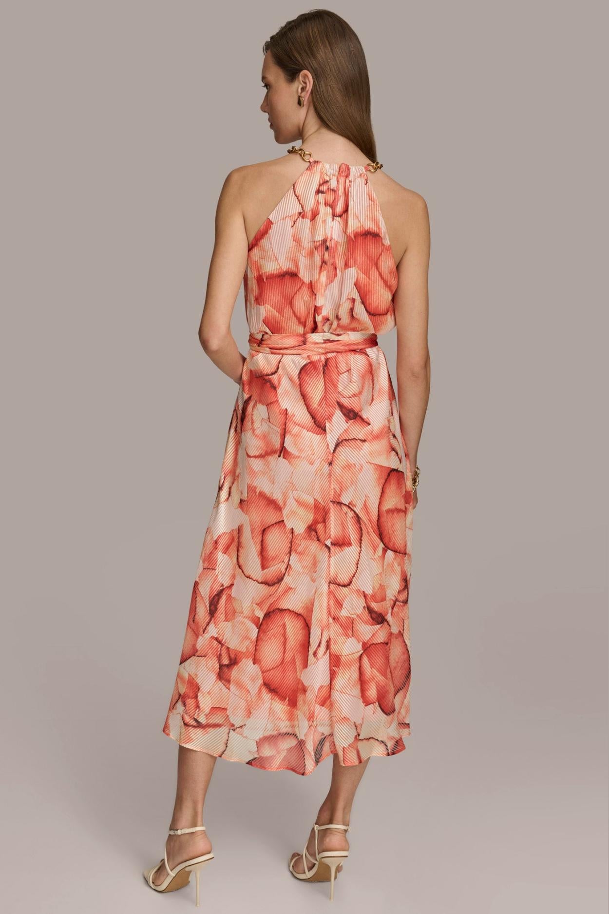 Donna Karan Dresses And Jumpsuits | Women HALTER CHAIN NECK A-LINE DRESS Terracotta Multi
