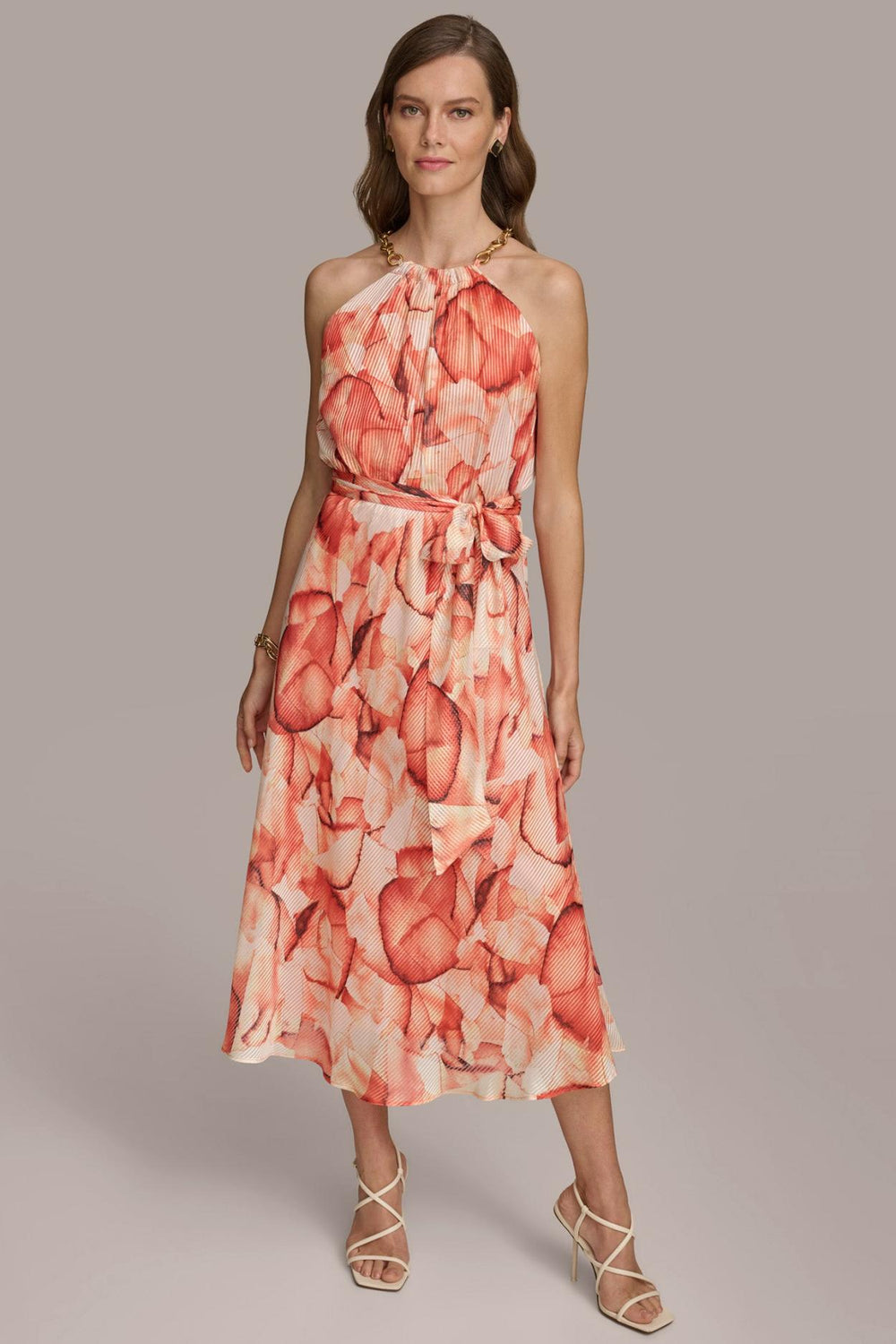 Donna Karan Dresses And Jumpsuits | Women HALTER CHAIN NECK A-LINE DRESS Terracotta Multi