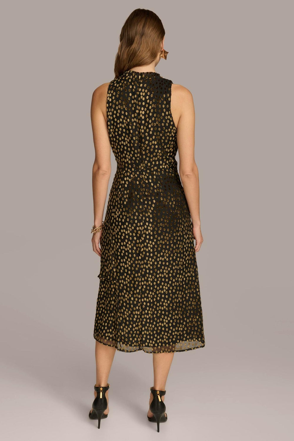 Donna Karan Dresses And Jumpsuits | Women HIGH COWL NECK DRESS Black/gold Multi