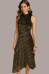 Donna Karan Dresses And Jumpsuits | Women HIGH COWL NECK DRESS Black/gold Multi