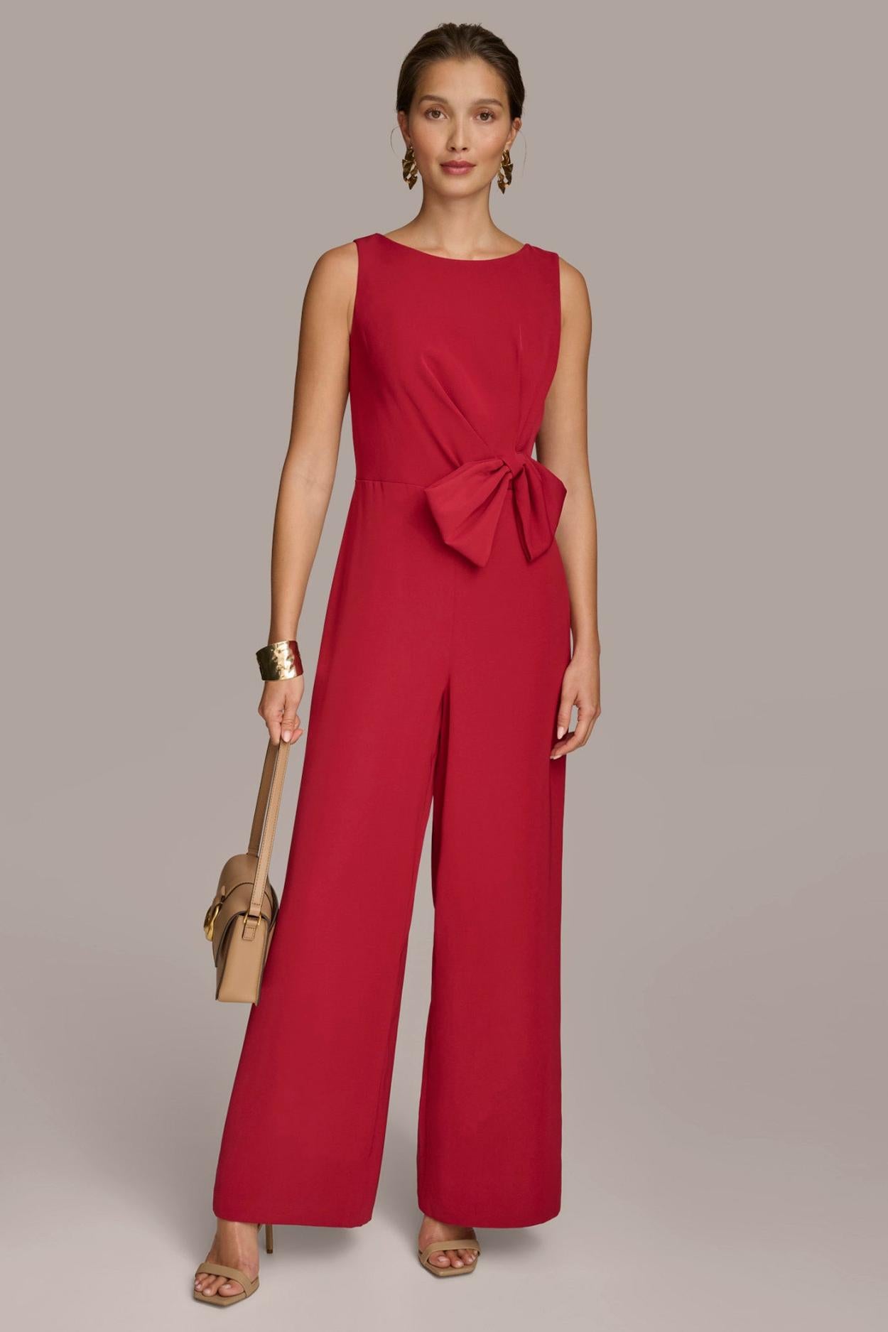 Donna Karan Dresses And Jumpsuits | Women JUMPSUIT WITH SIDE ROUCHED BOW Metropolitan Red