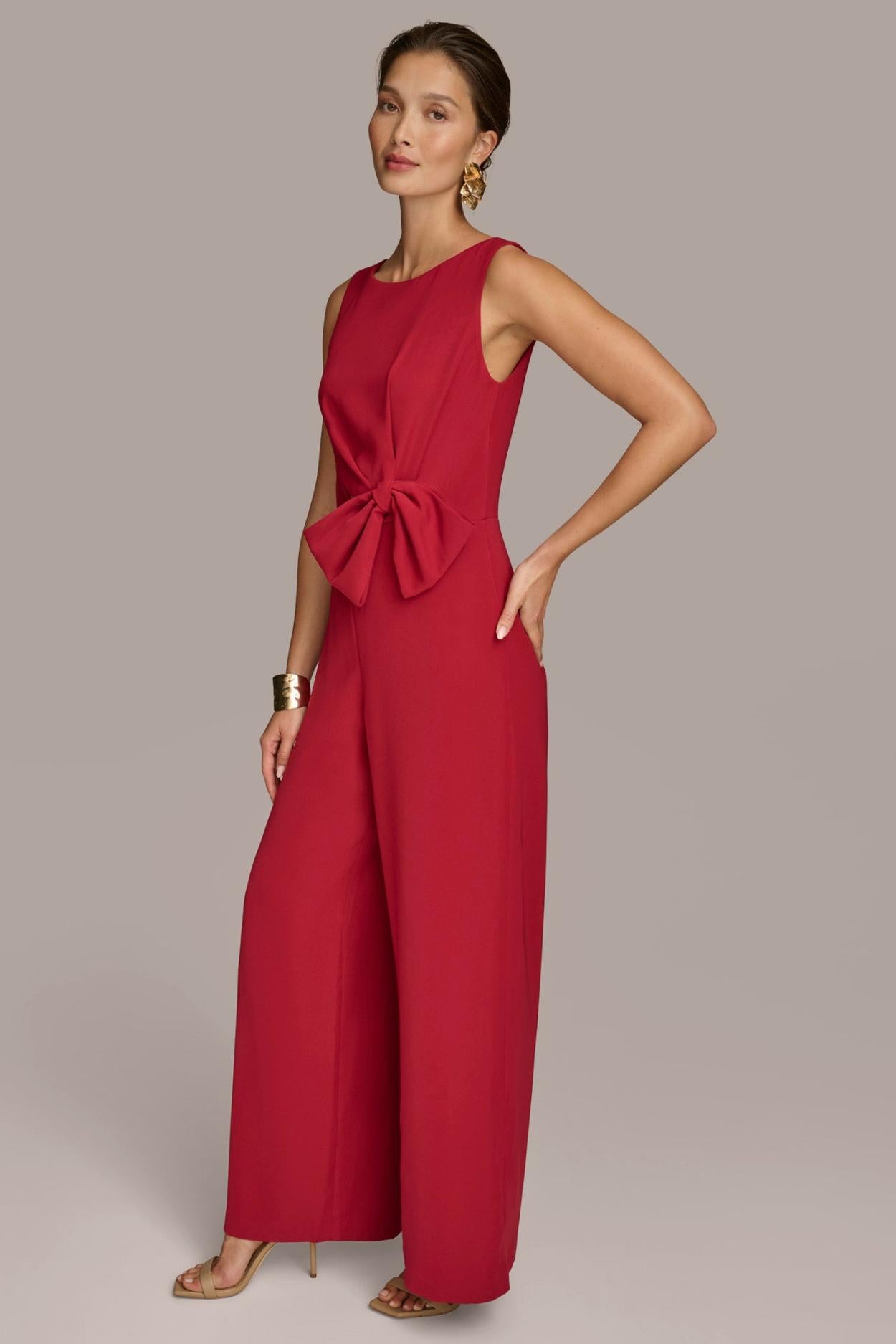 Donna Karan Dresses And Jumpsuits | Women JUMPSUIT WITH SIDE ROUCHED BOW Metropolitan Red