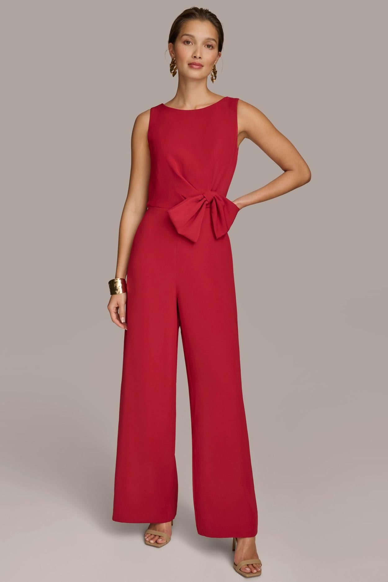 Donna Karan Dresses And Jumpsuits | Women JUMPSUIT WITH SIDE ROUCHED BOW Metropolitan Red