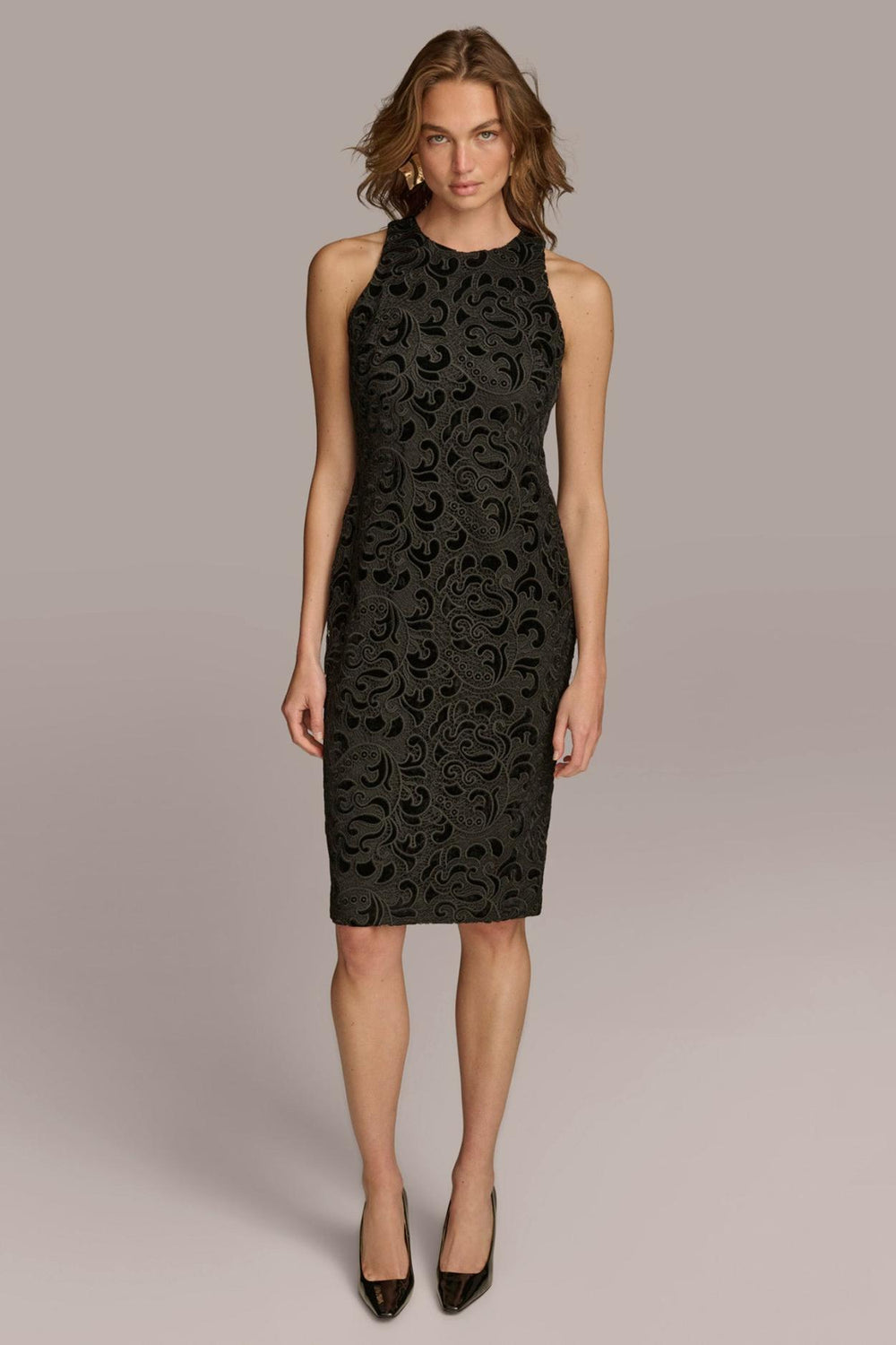 Donna Karan Dresses And Jumpsuits | Women LACE VELVET BURNOUT SHEATH DRESS Black