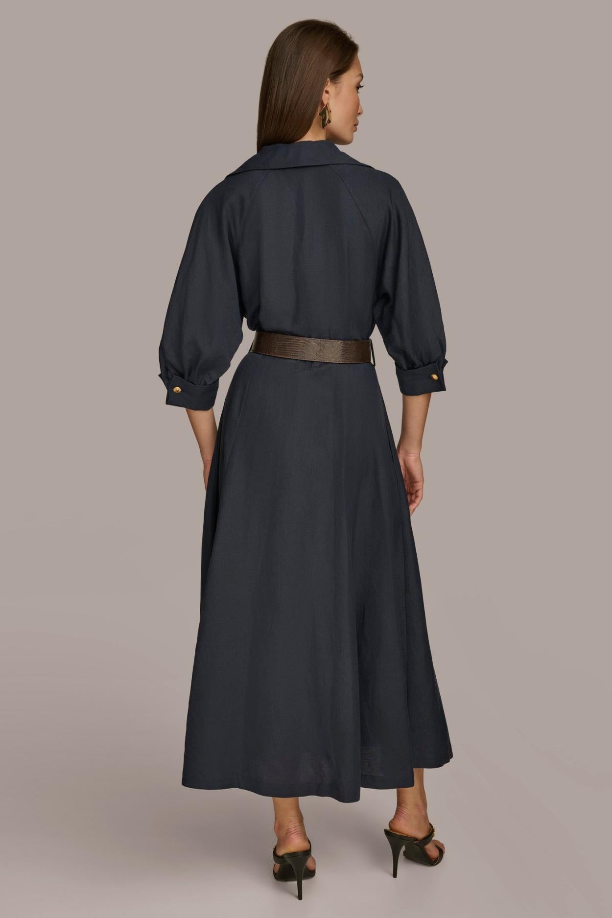 Donna Karan Dresses And Jumpsuits | Women LINEN MIDI SHIRT DRESS Nightfall