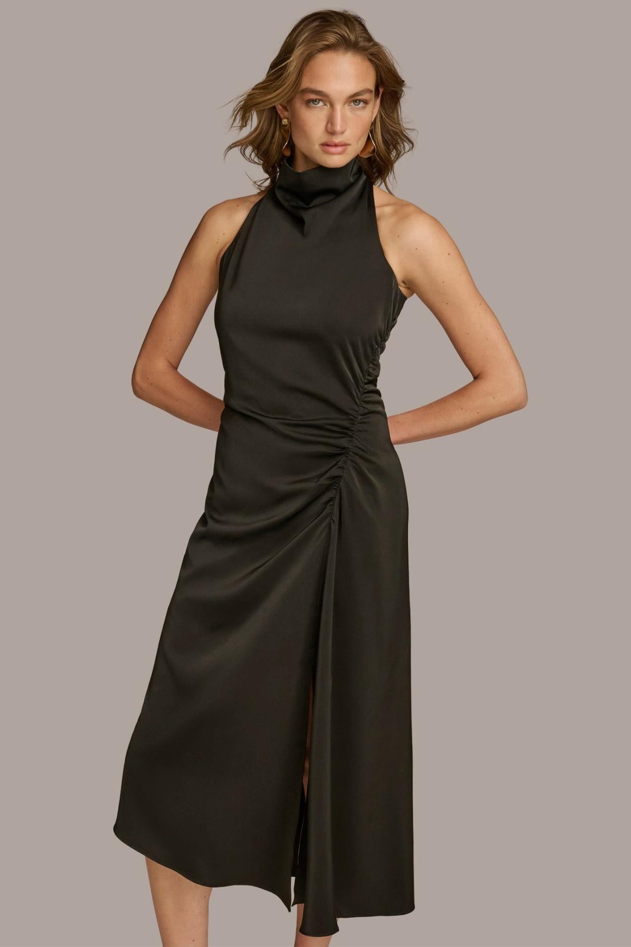 Donna Karan Dresses And Jumpsuits | Women MOCK NECK A LINE MIDI DRESS Black