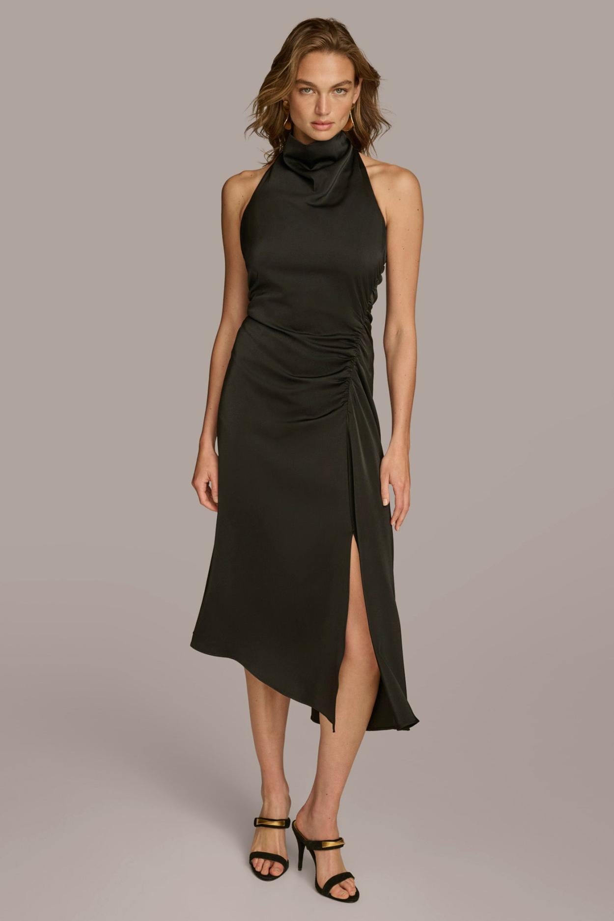 Donna Karan Dresses And Jumpsuits | Women MOCK NECK A LINE MIDI DRESS Black