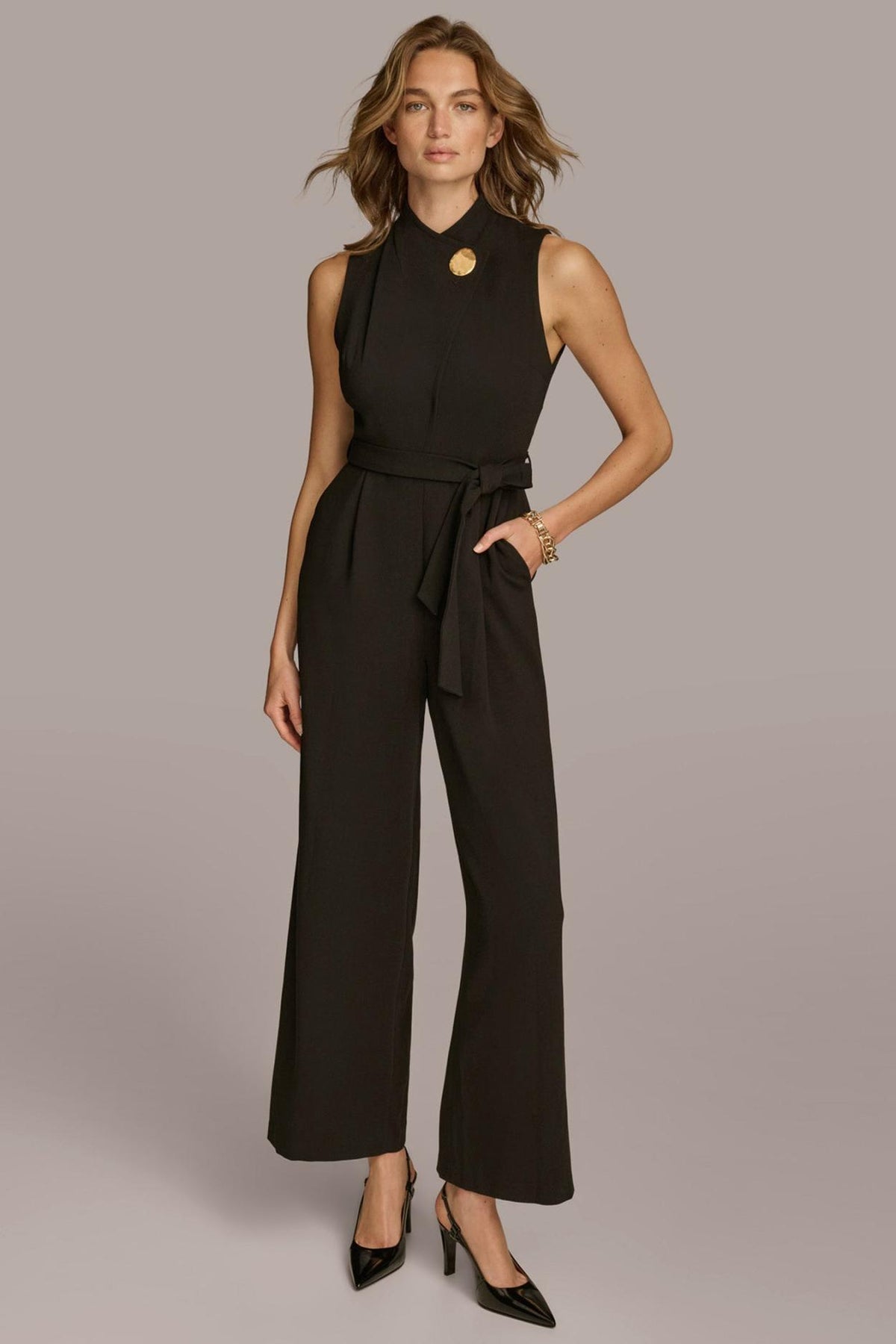Donna Karan Dresses And Jumpsuits | Women MOCK NECK JUMPSUIT WITH HARDWARE Black
