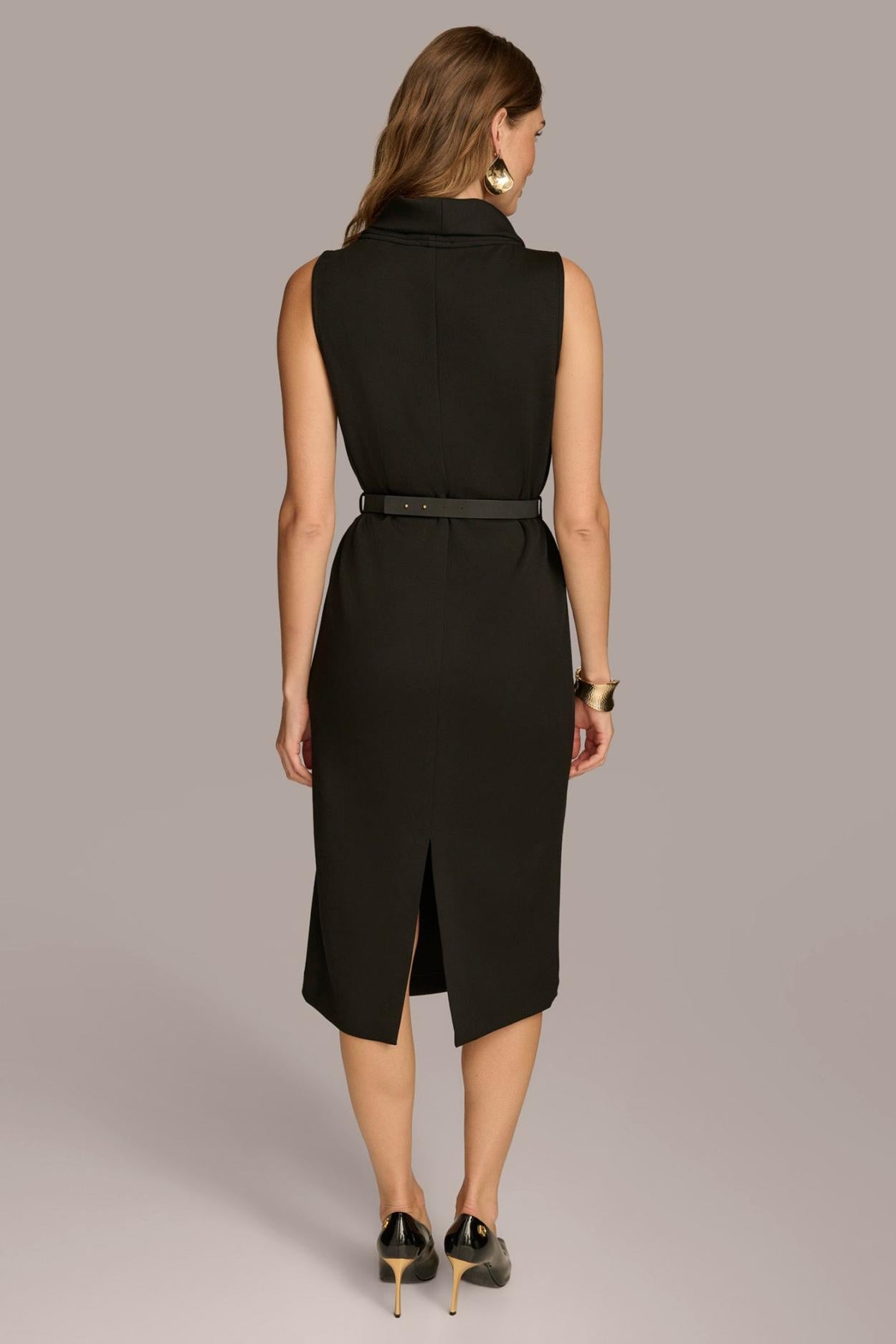 Donna Karan Dresses And Jumpsuits | Women MOCK NECK MIDI DRESS WITH BELT Black