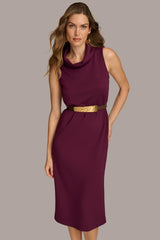 Donna Karan Dresses And Jumpsuits | Women MOCK NECK MIDI DRESS WITH BELT Elderberry