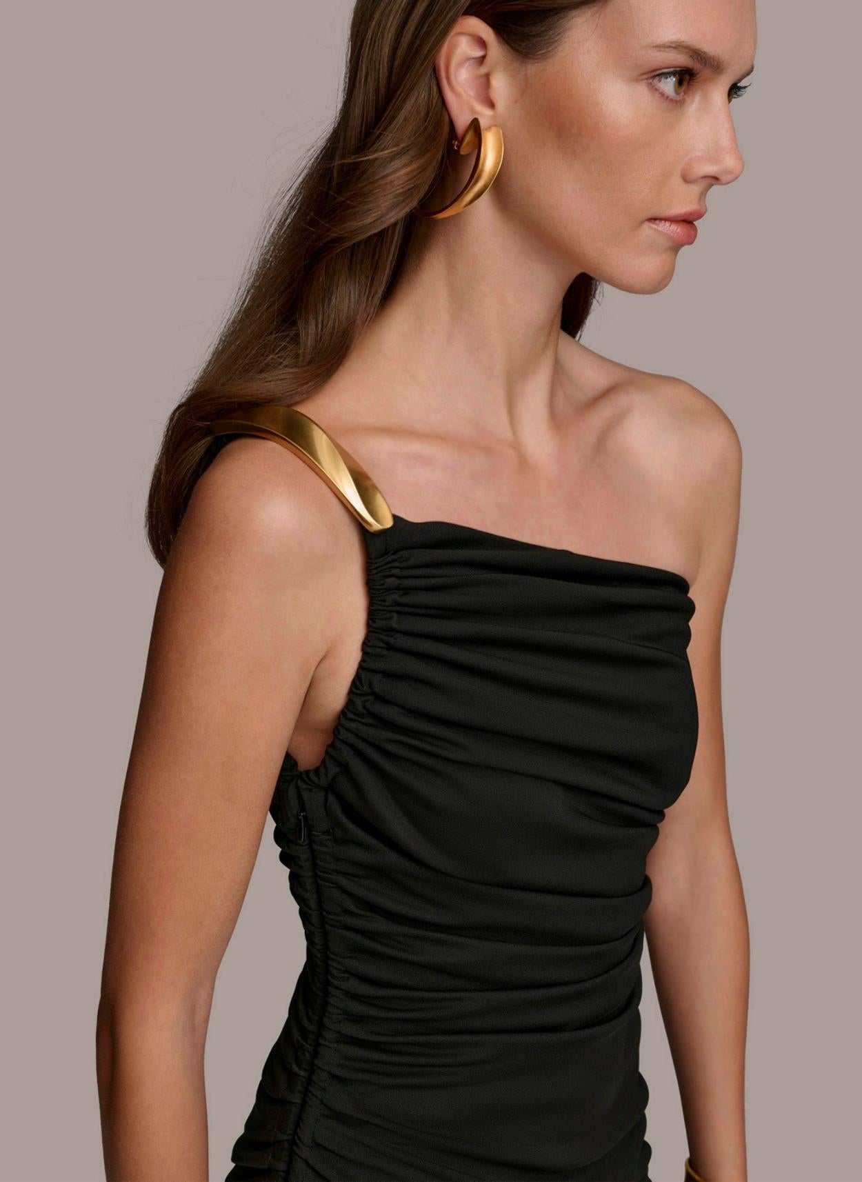Donna Karan Dresses And Jumpsuits | Women ONE SHOULDER RUCHED DRESS Black