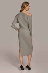 Donna Karan Dresses And Jumpsuits | Women ONE SHOULDER SWEATER MIDI DRESS Steel Heather