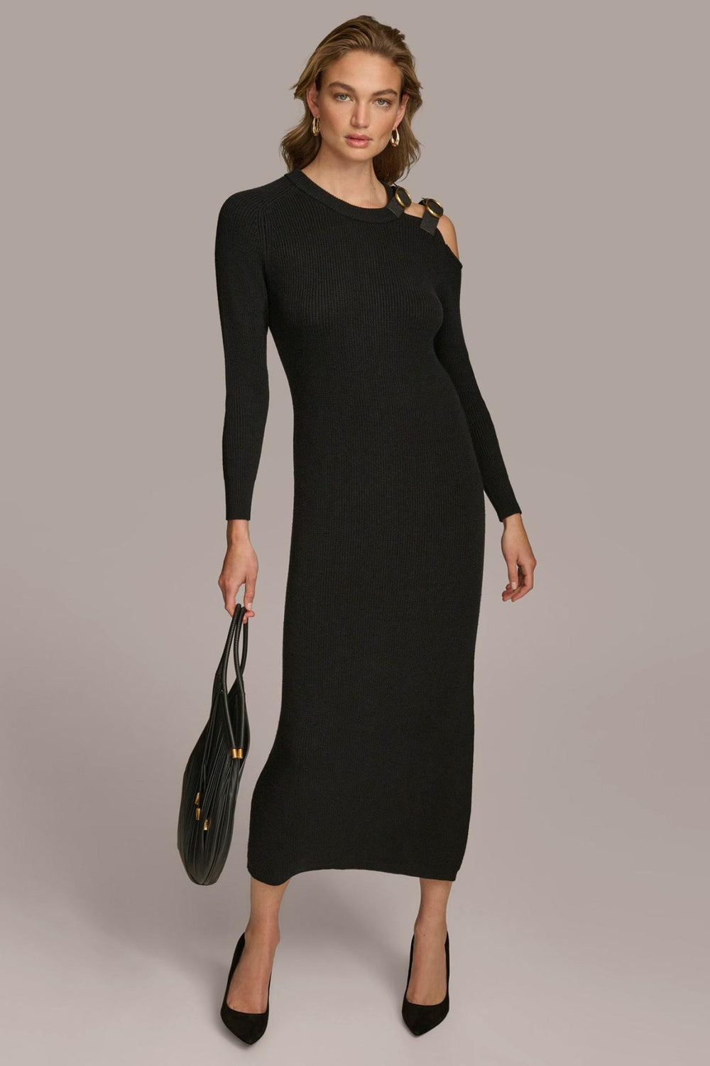 Donna Karan Dresses And Jumpsuits | Women ONE SIDED COLD SHOULDER MIDI DRESS Black