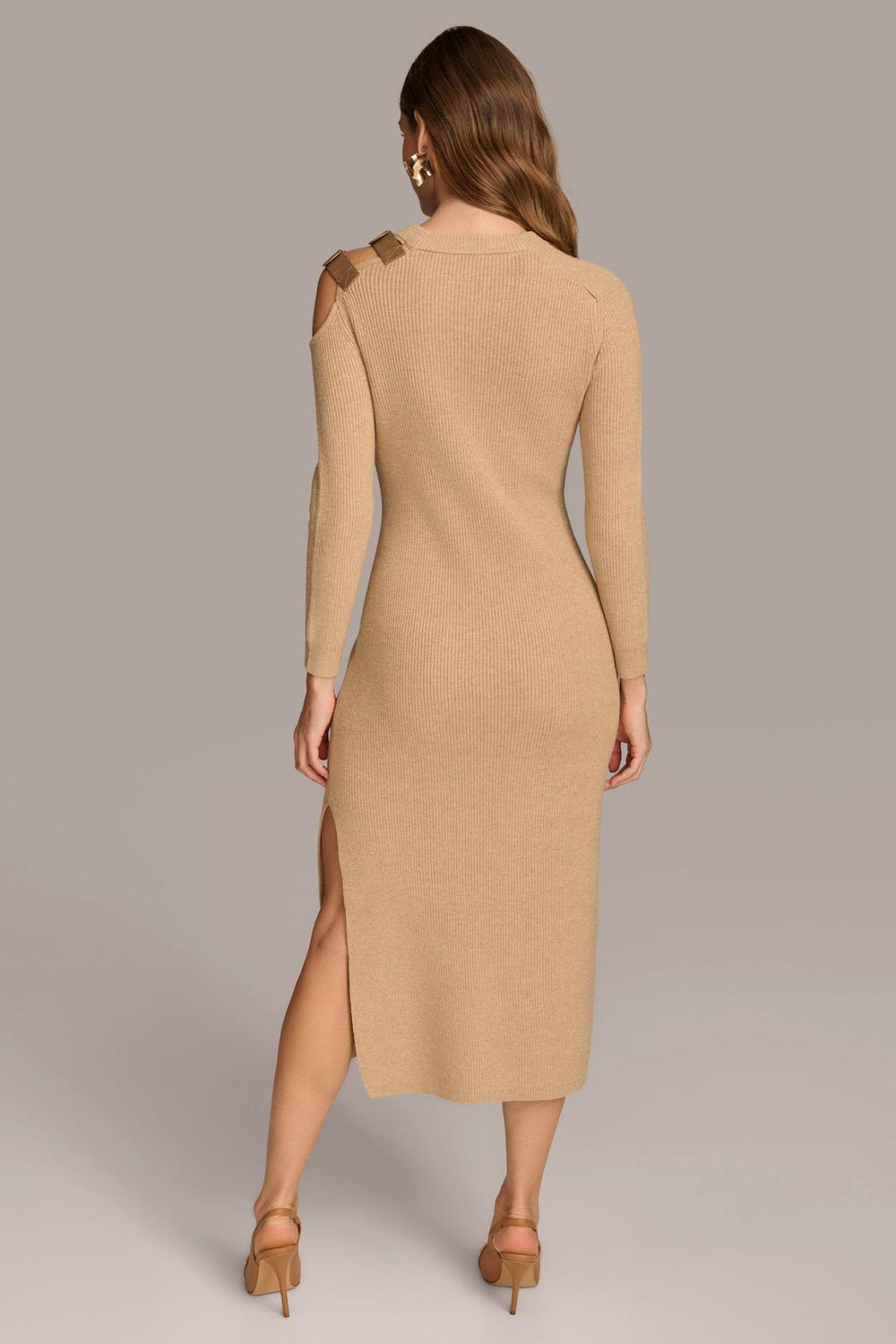 Donna Karan Dresses And Jumpsuits | Women ONE SIDED COLD SHOULDER MIDI DRESS Camel Heather