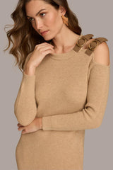 Donna Karan Dresses And Jumpsuits | Women ONE SIDED COLD SHOULDER MIDI DRESS Camel Heather