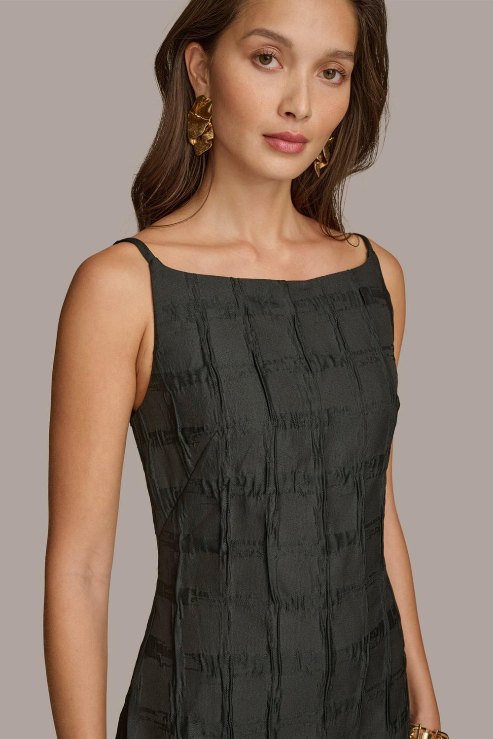 Donna Karan Dresses And Jumpsuits | Women PLAID JACQUARD MIDI SHEATH DRESS Black