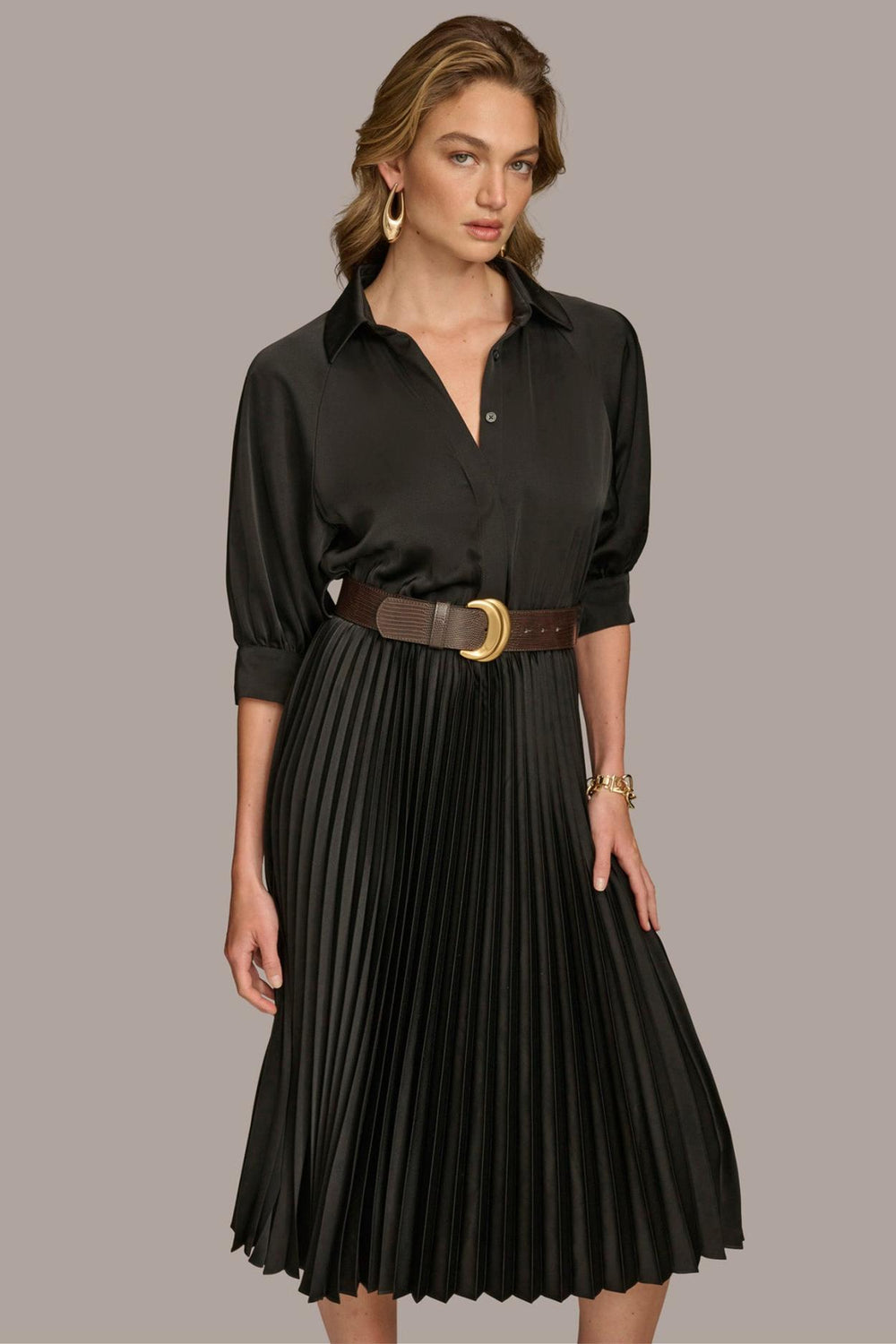 Donna Karan Dresses And Jumpsuits | Women PLEATED SHIRT DRESS Black