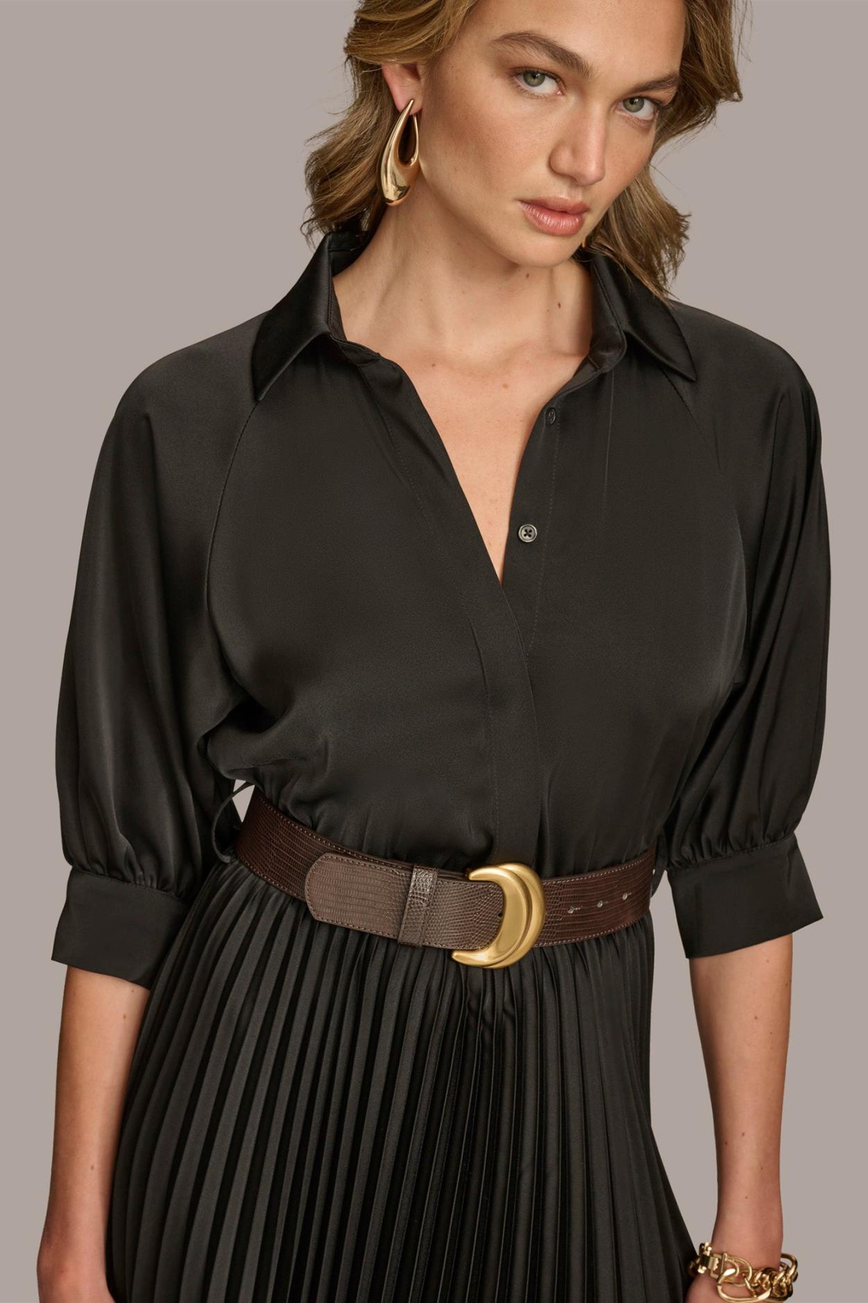 Donna Karan Dresses And Jumpsuits | Women PLEATED SHIRT DRESS Black