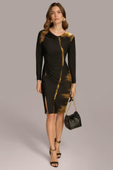 Donna Karan Dresses And Jumpsuits | Women PRINT COWL NECK DRESS Gold Multi