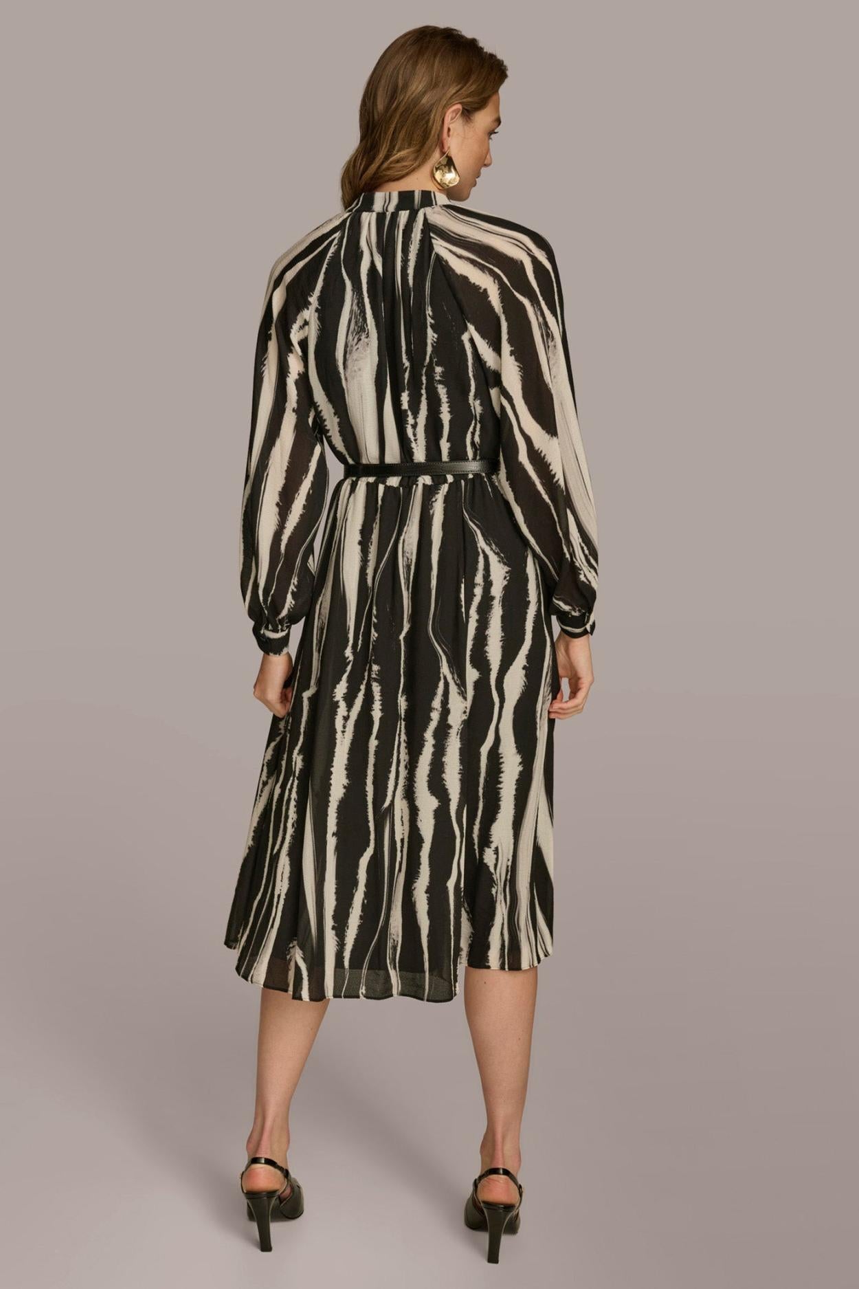Donna Karan Dresses And Jumpsuits | Women PRINTED CHIFFON SHIRT DRESS Black
