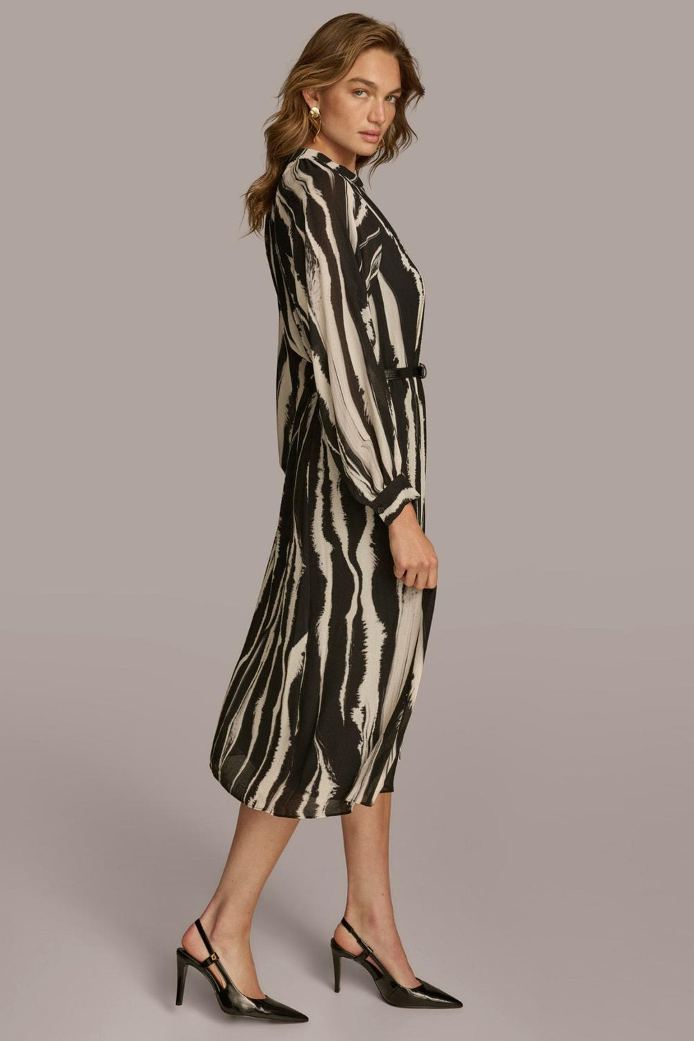 Donna Karan Dresses And Jumpsuits | Women PRINTED CHIFFON SHIRT DRESS Black