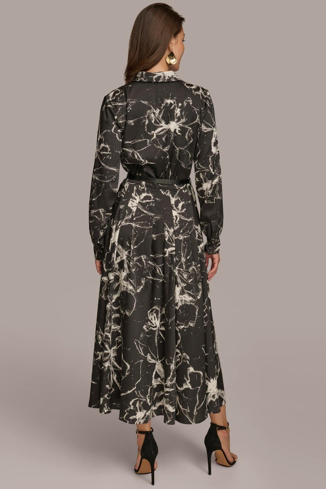 Donna Karan Dresses And Jumpsuits | Women PRINTED SHIRT DRESS WITH BELT Black