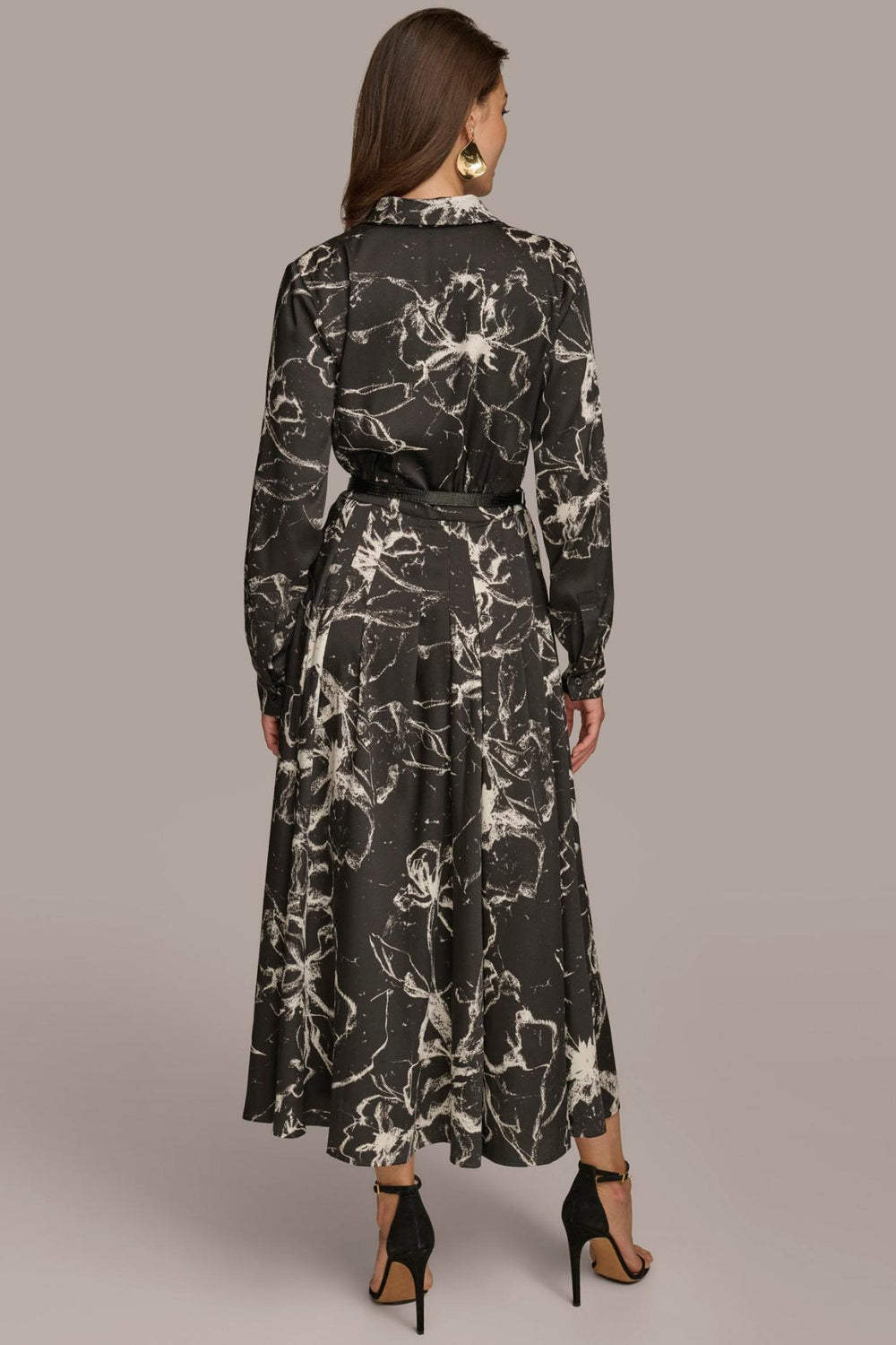 Donna Karan Dresses And Jumpsuits | Women PRINTED SHIRT DRESS WITH BELT Black