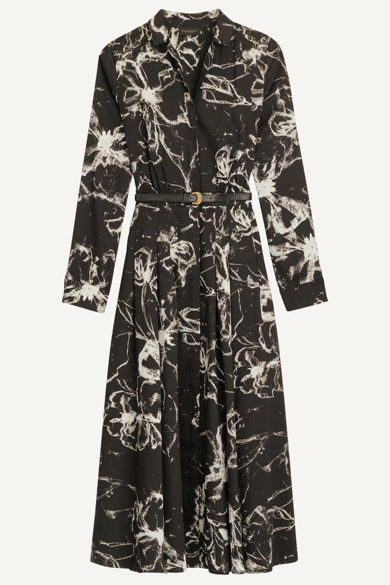 Donna Karan Dresses And Jumpsuits | Women PRINTED SHIRT DRESS WITH BELT Black