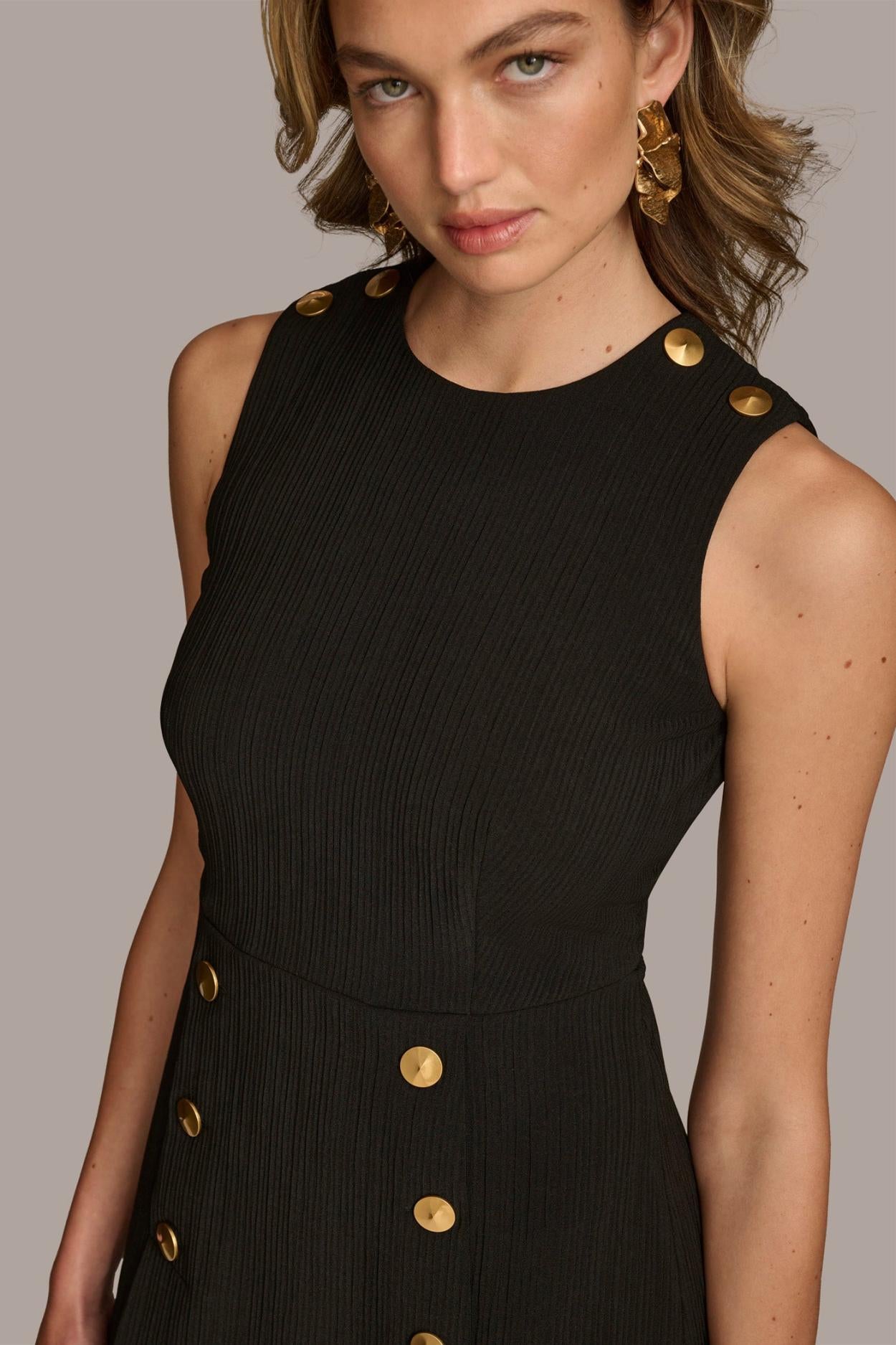 Donna Karan Dresses And Jumpsuits | Women RIBBED DRESS WITH BUTTONS Black