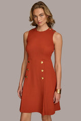 Donna Karan Dresses And Jumpsuits | Women RIBBED DRESS WITH BUTTONS Burnt Orange