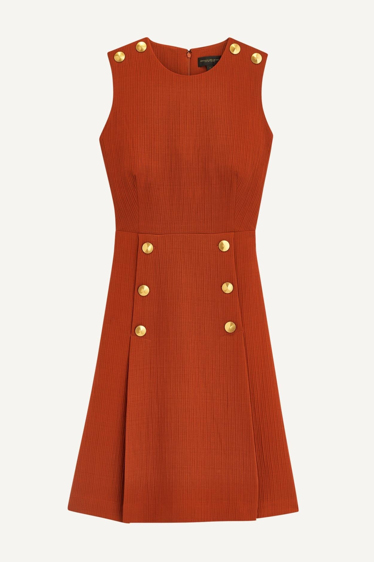 Donna Karan Dresses And Jumpsuits | Women RIBBED DRESS WITH BUTTONS Burnt Orange