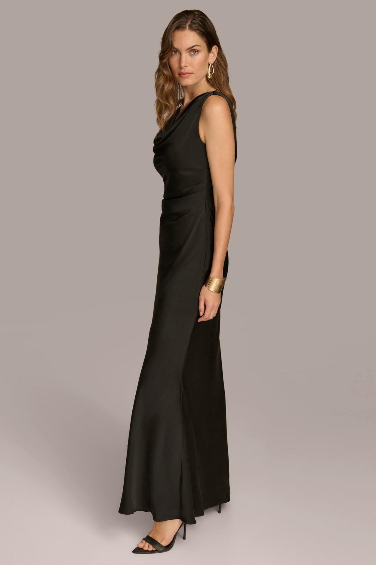 Donna Karan Dresses And Jumpsuits | Women SATIN COWL NECK GOWN Black